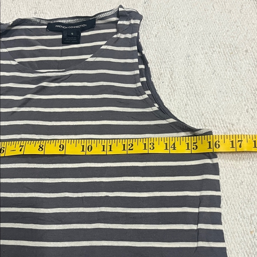 (008) French Connection Charcoal and Cream Striped Tank Top - Picture 3 of 3